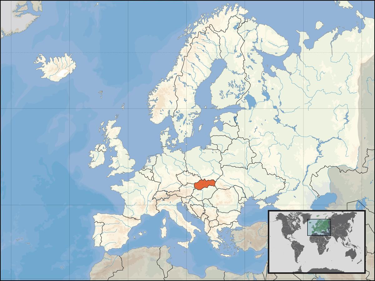 Dünya haritası üzerinde Slovakya konumu 