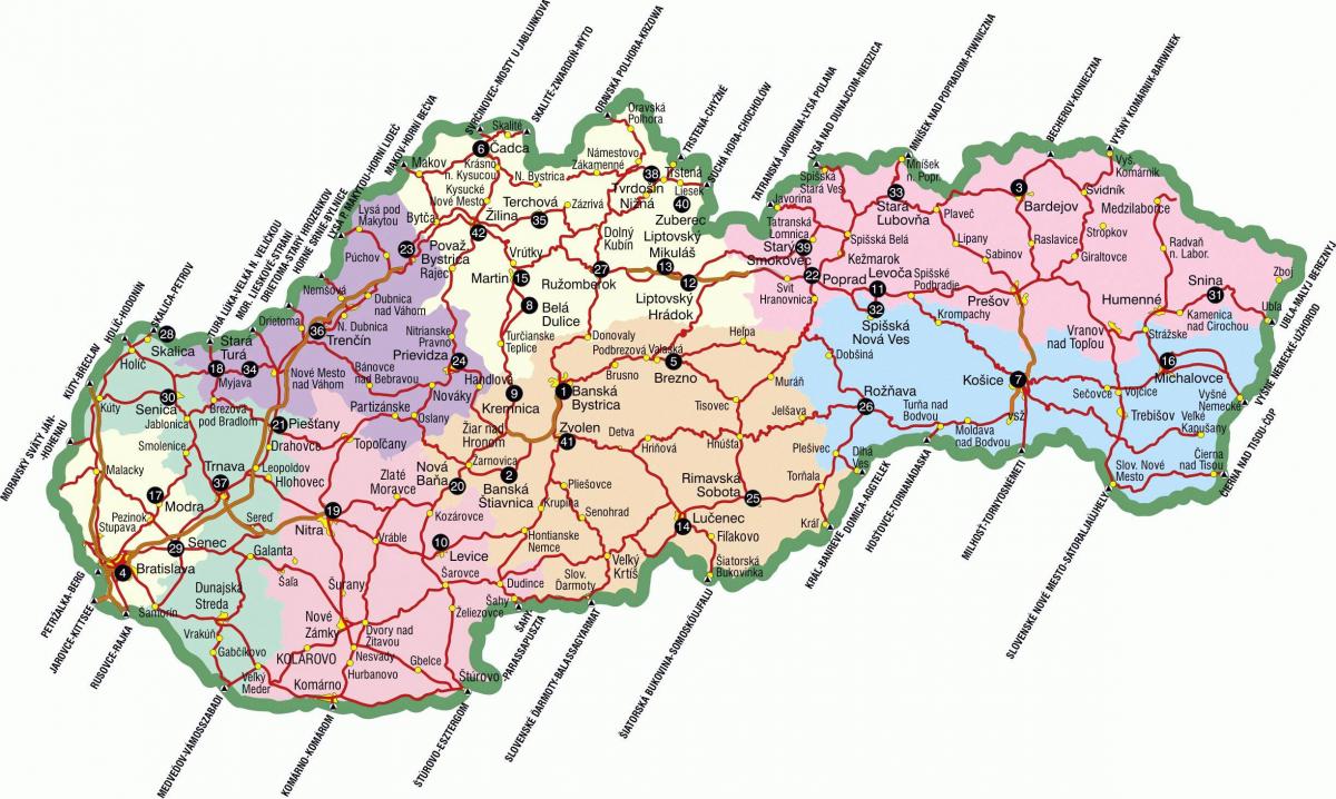 Slovakya turistik haritası
