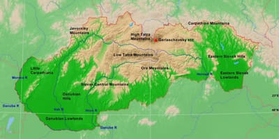 Slovakya haritası Dağları